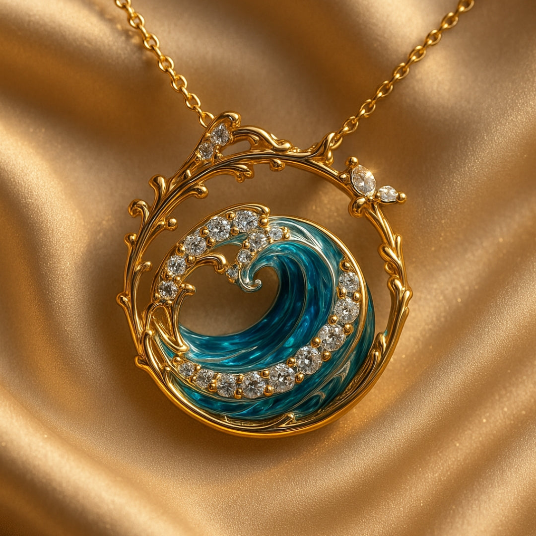 Lenn – Golden Wave Pendant Necklace