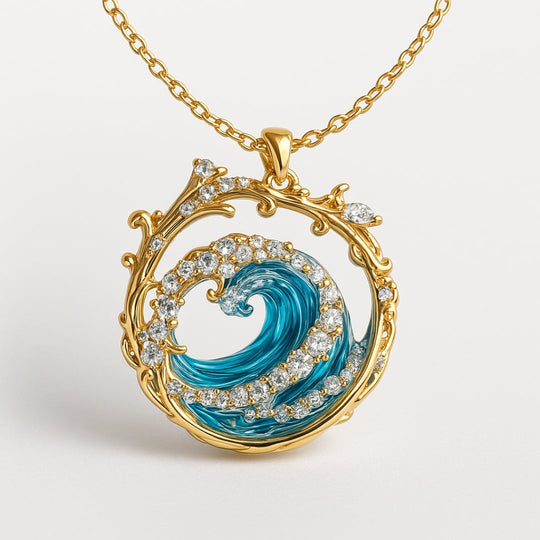 Lenn – Golden Wave Pendant Necklace