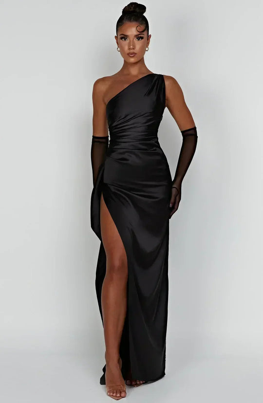 Caelora – One-Shoulder Satin Gown for Women