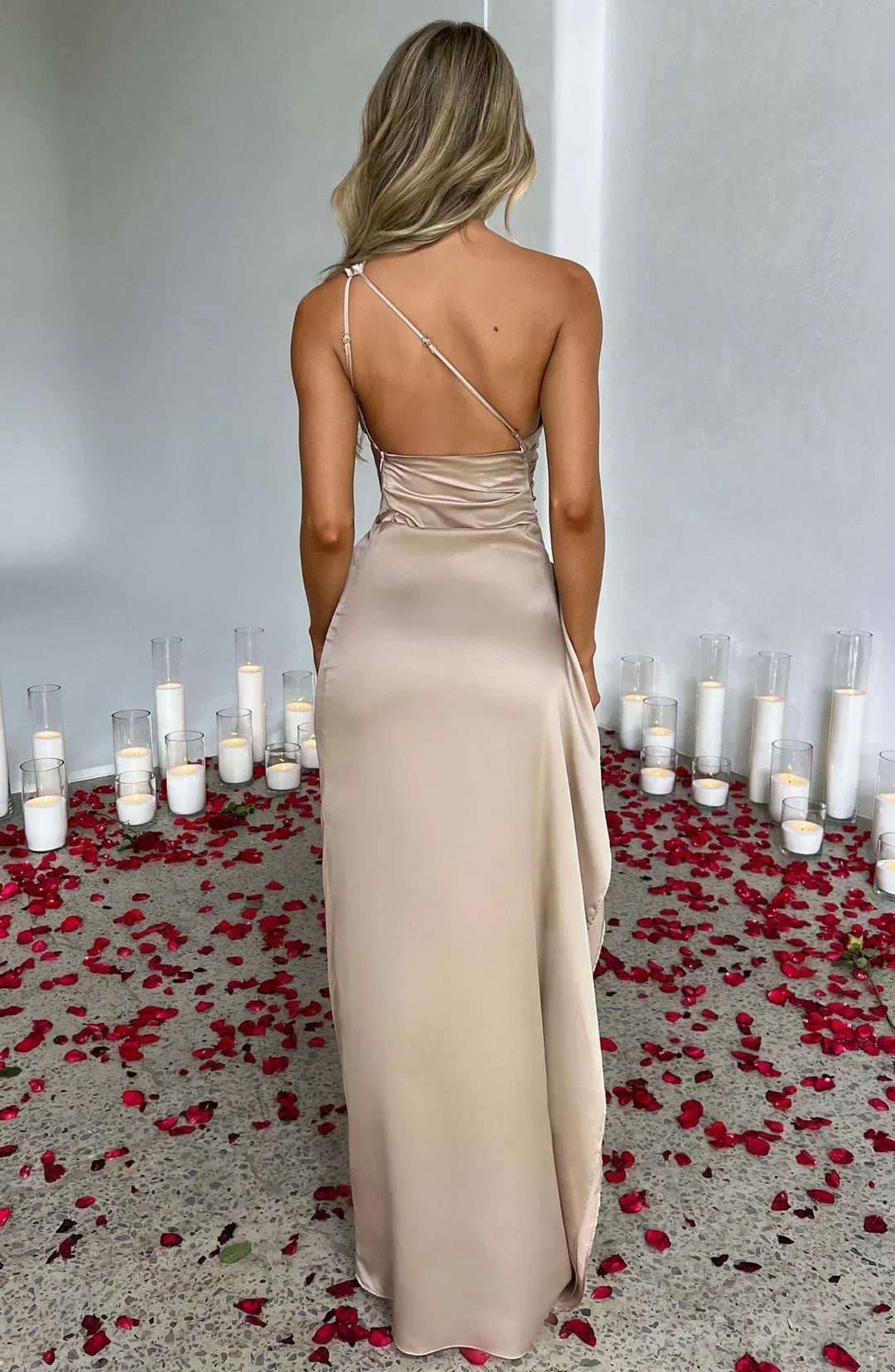 Caelora – One-Shoulder Satin Gown for Women
