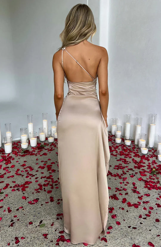 Caelora – One-Shoulder Satin Gown for Women
