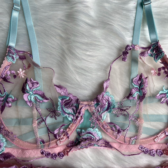 Elowen – Pastel Blossom Embroidered Lingerie Set for Women