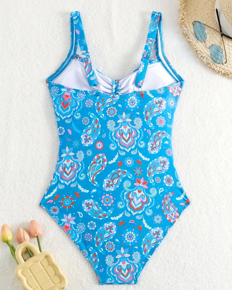 Alys – Blue Floral One-Piece Swimsuit for Woman