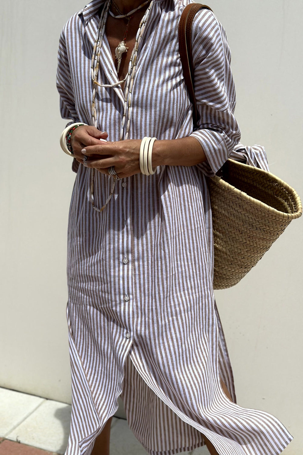 Rebecca – Striped Cotton Shirt Dress for Women