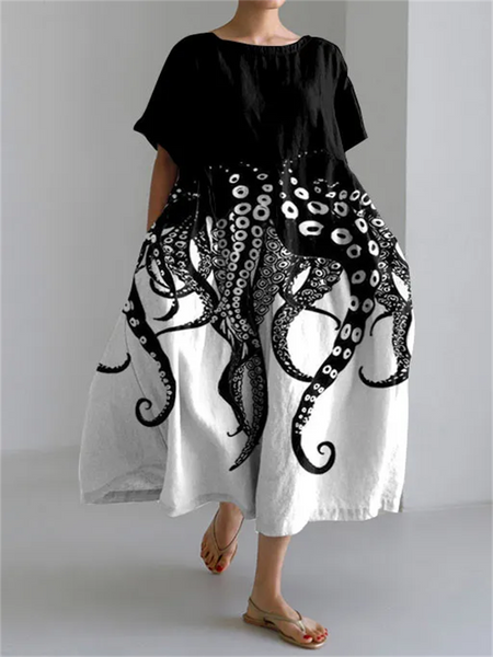 Laura – Long casual dress with a comfortable fit and retro style for everyday wear