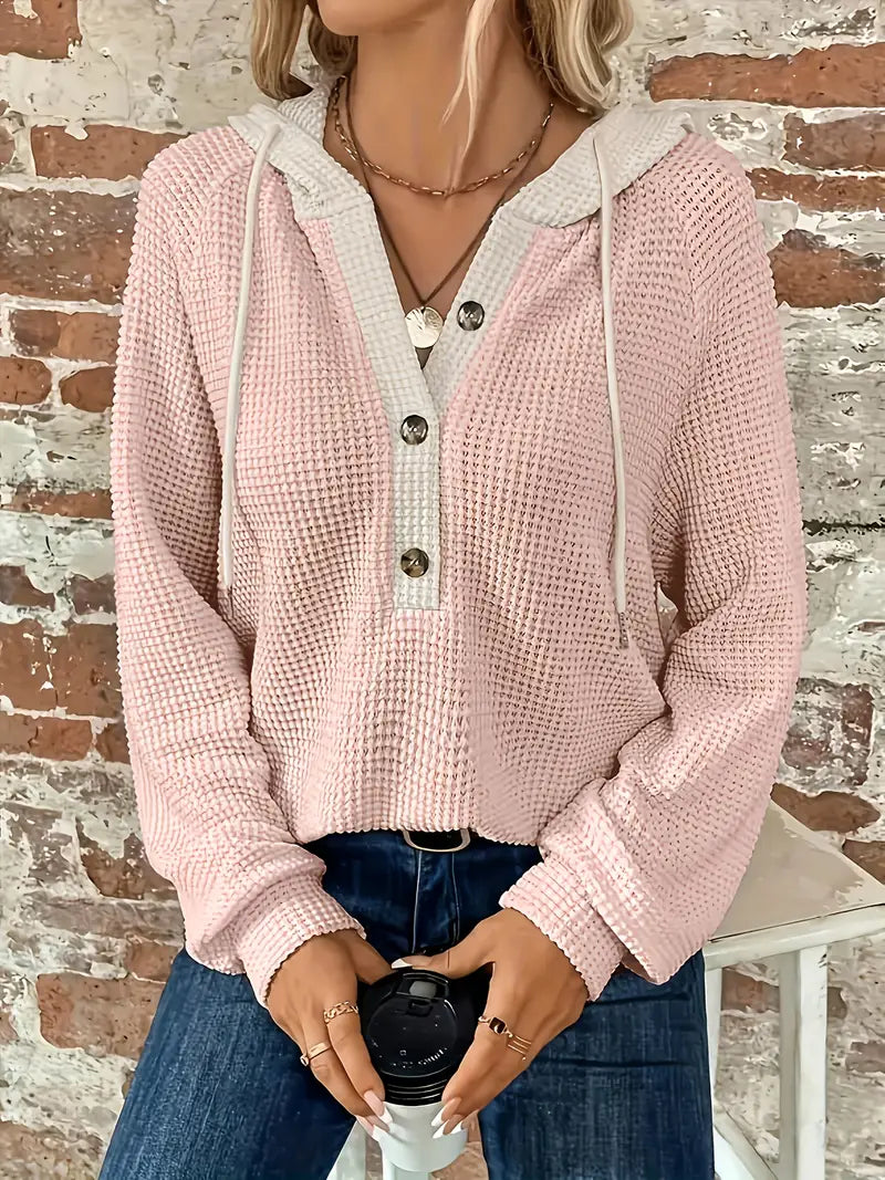 Ricarda – Button-Front Hooded Knit Sweater for Women