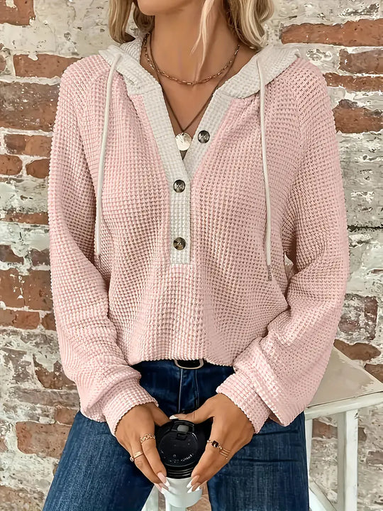 Ricarda – Button-Front Hooded Knit Sweater for Women