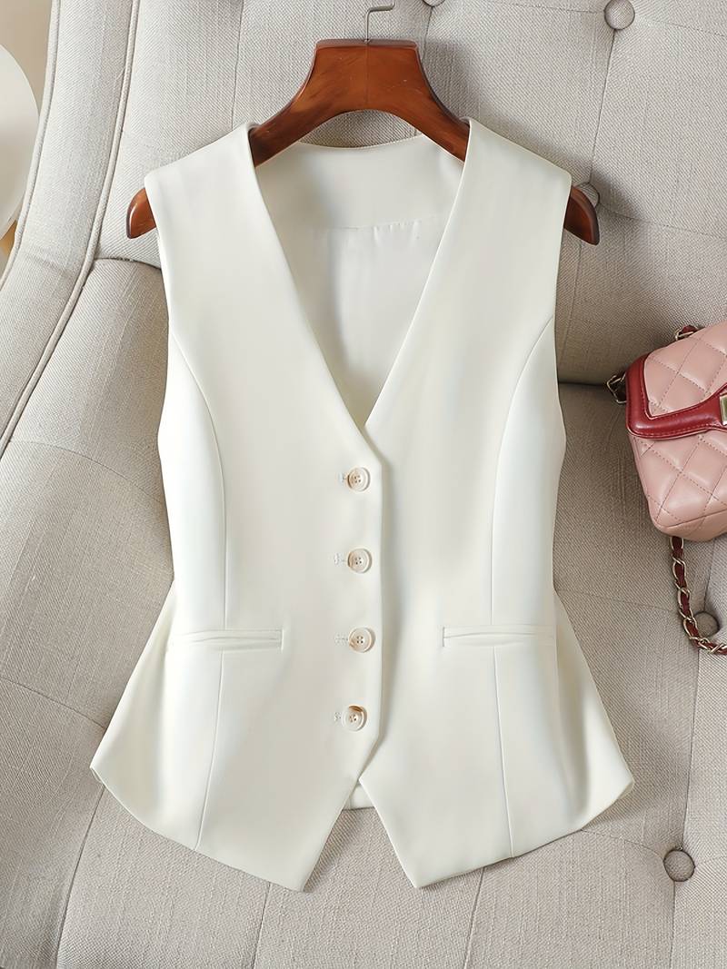 Anjanette – Elegant Sleeveless Button-Down Vest for Women