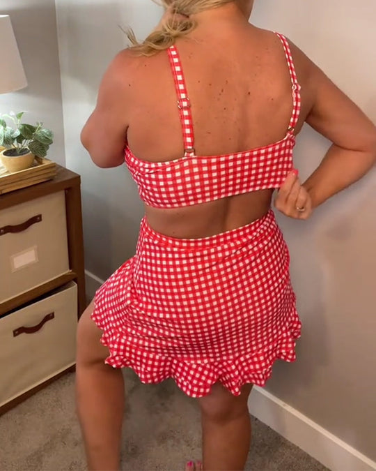 Franciszka – Gingham Wrap Set for Women