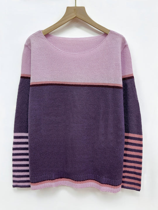Celia – Off-Shoulder Striped Knit Sweater for Women