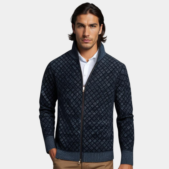 Adrian – Diamond Knit Zip Cardigan for Men