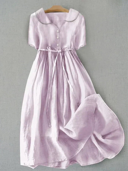 Everlee – Classic Linen Midi Dress for Women