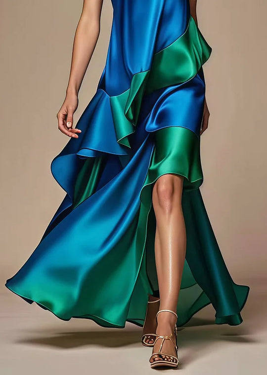 Meredith – Ocean Mirage Satin Gown