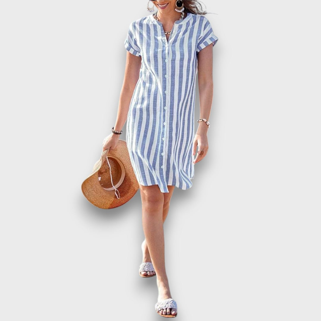 Martine – Striped Shirt Dress with Ease
