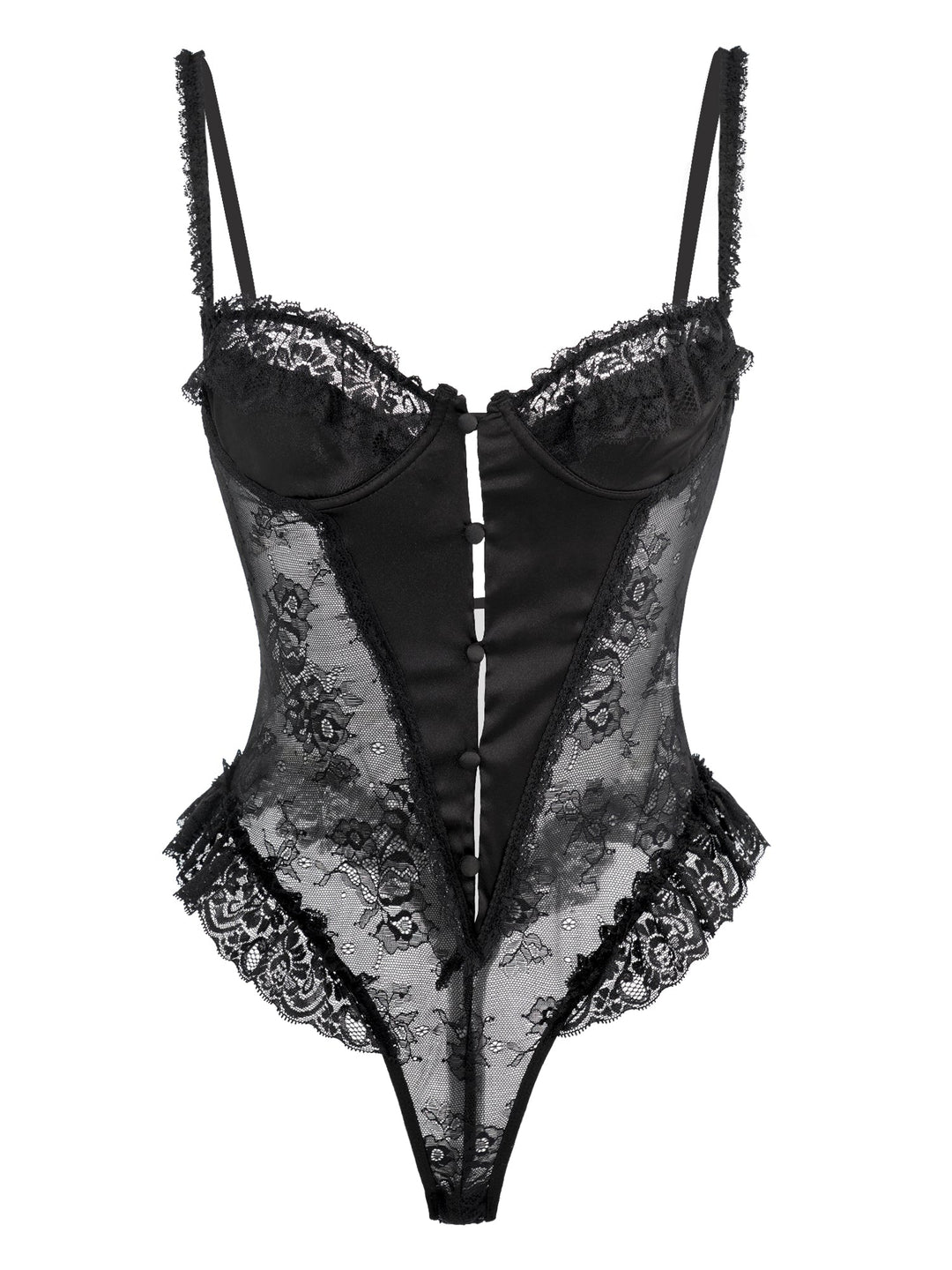 Celvianne – Noir Lace Cutout Bodysuit for Women