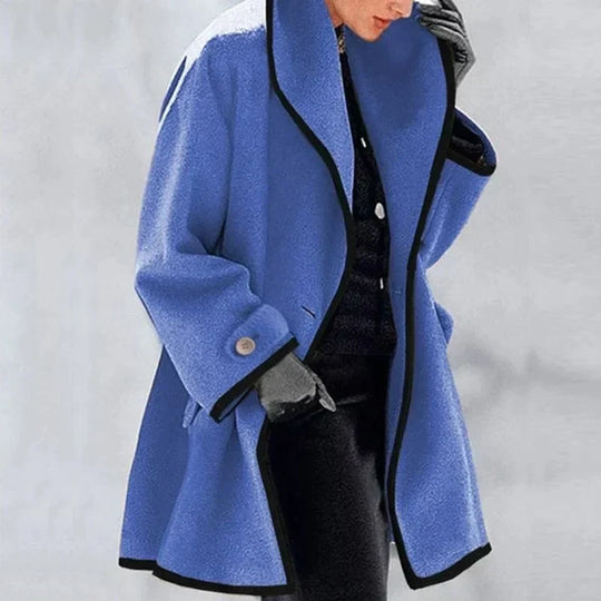 Persephone – Elegant Contrast-Trim Coat for Women