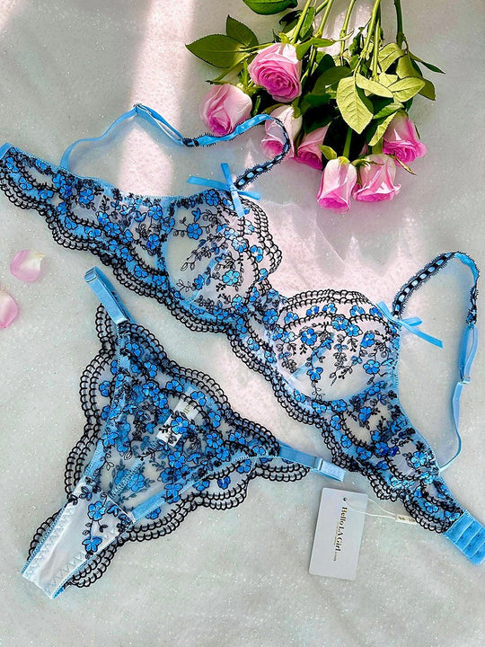 Alina – Blossom Embroidered Lace Lingerie Set for Women
