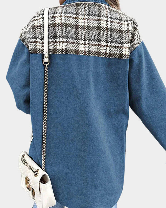Darcy – Plaid Contrast Denim Shacket for Women