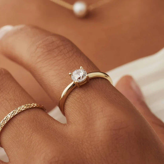 Suzzanne – Classic Gold Solitaire Ring for Women