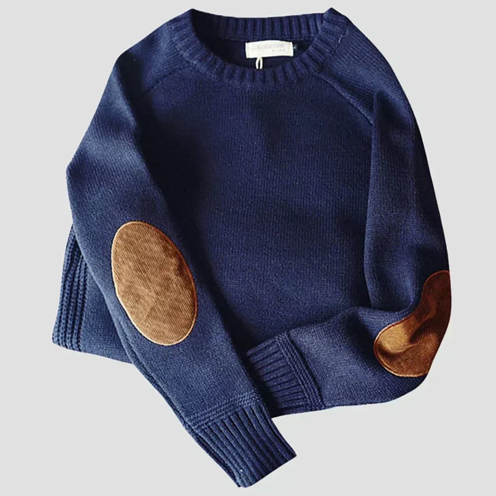 Gregory – Classic Elbow Patch Knit Sweater for Men