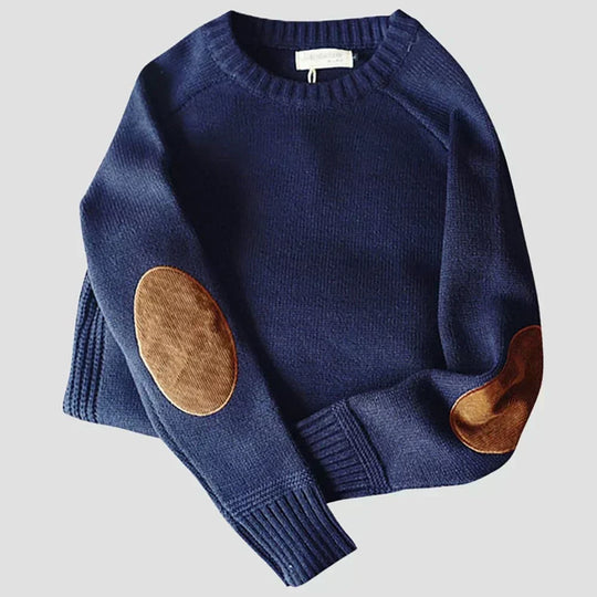 Gregory – Classic Elbow Patch Knit Sweater for Men