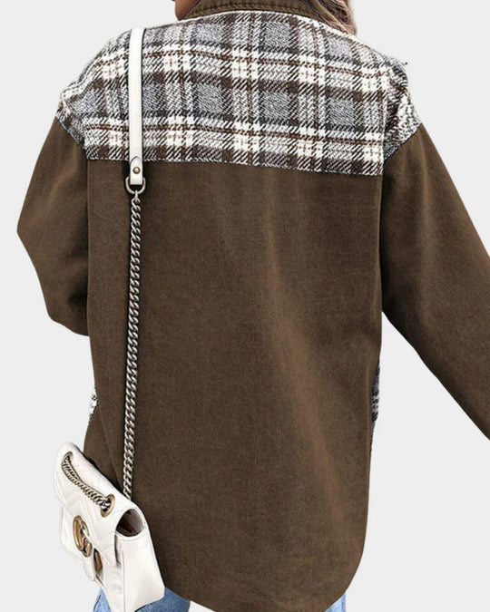 Darcy – Plaid Contrast Denim Shacket for Women