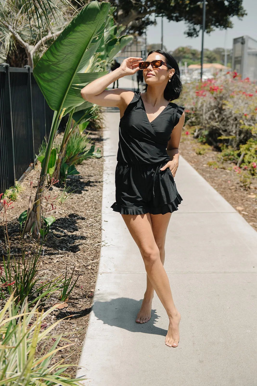 Lotta – Floral Wrap Ruffle Swim Romper