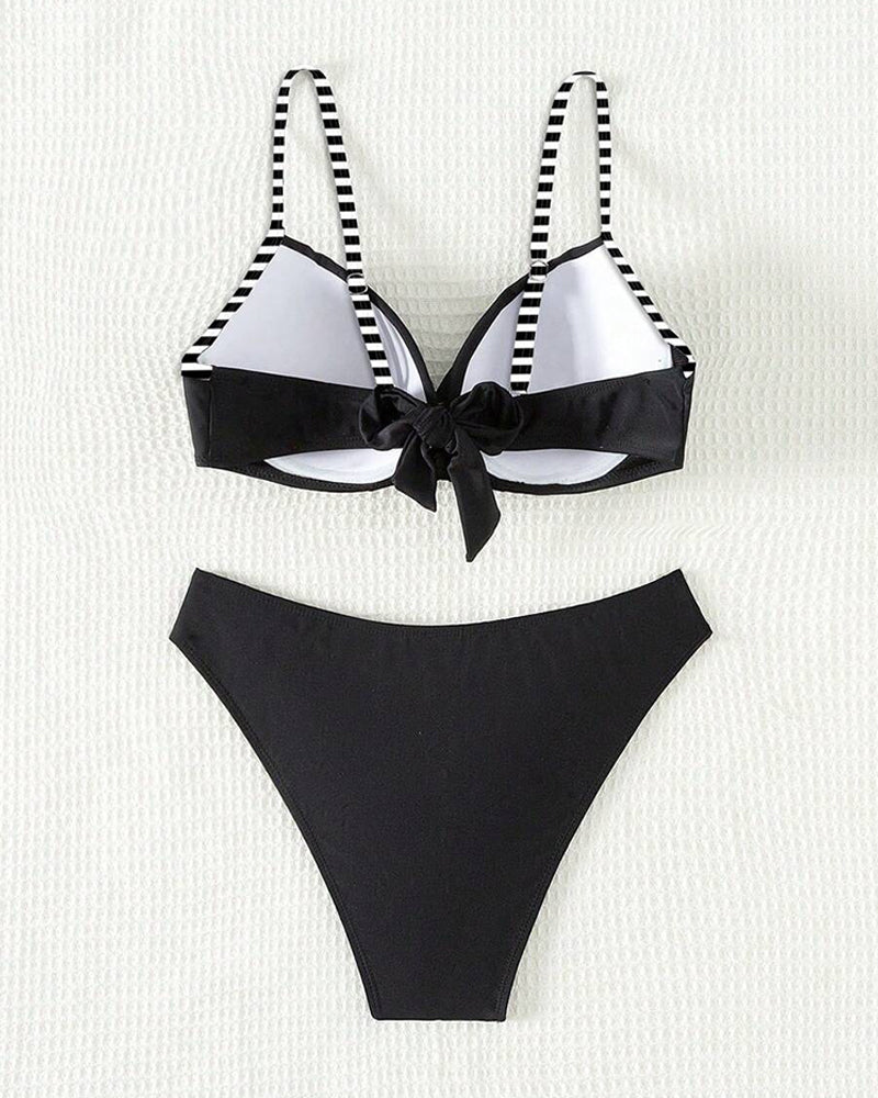 Lowri – Striped Contrast Bikini Set for Women