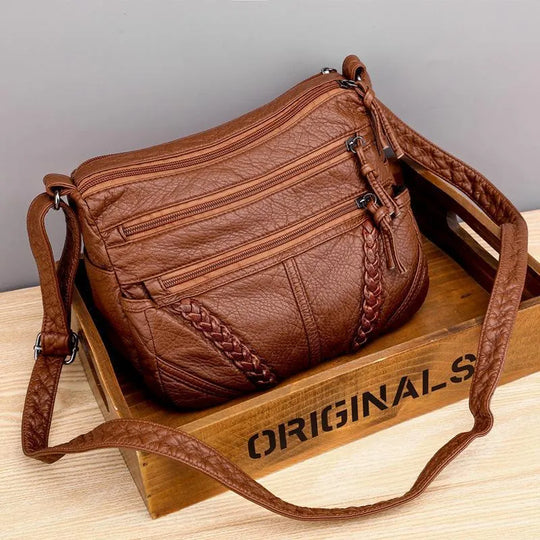 Doris – Braided Accent Leather Crossbody Bag for Women