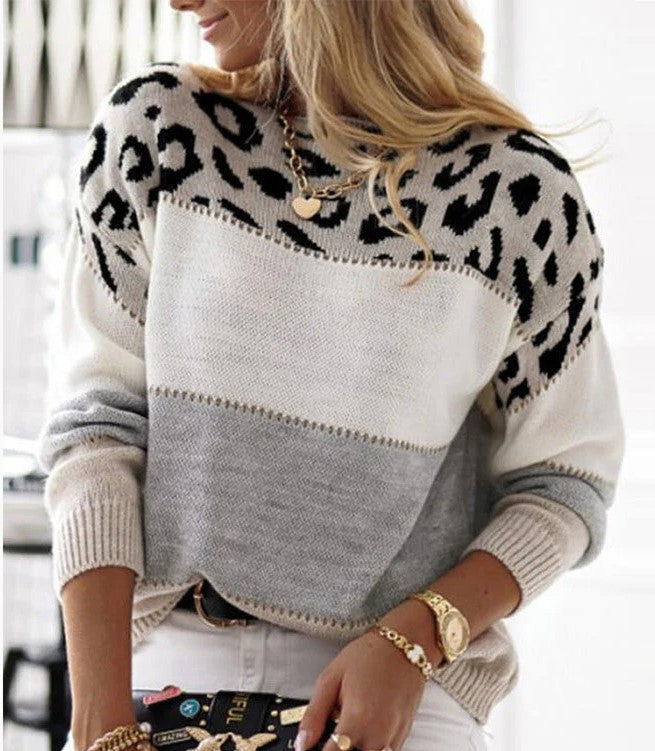 Claudette – Leopard Pattern Knit Sweater for Women