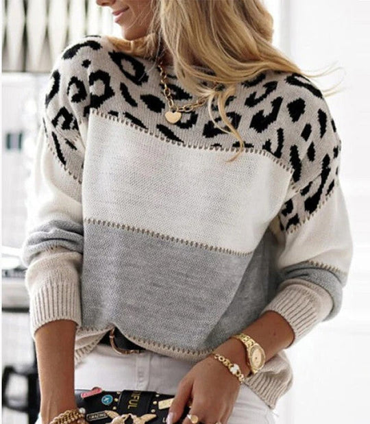 Claudette – Leopard Pattern Knit Sweater for Women