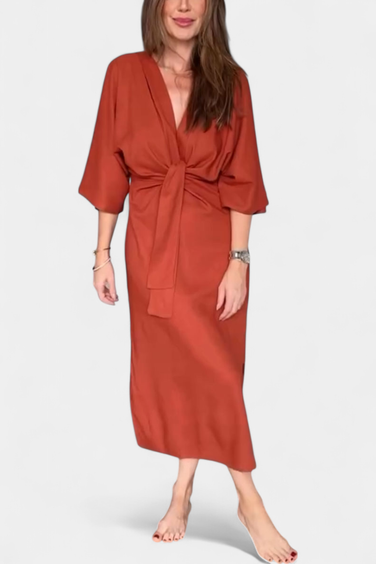 Leontine – Dress with Ties and Kimono Sleeves