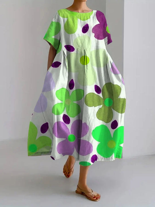 Mathilde – Maxi summer dress with total comfort and dandelion print for free moments