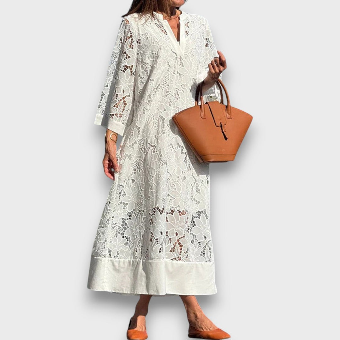 Ismee – Airy Dress with Print and Short Sleeves