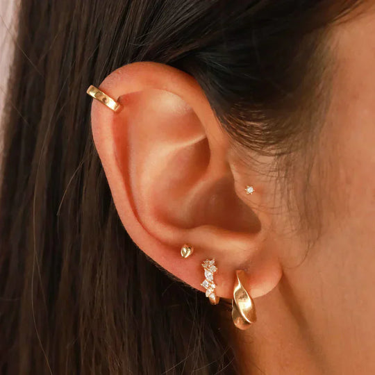 Peggy – Gold Huggie Earrings with Crystal Cluster