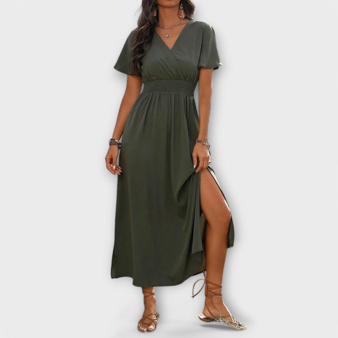 Alvera – Maxi Dress with Wrap Effect and Side Slit