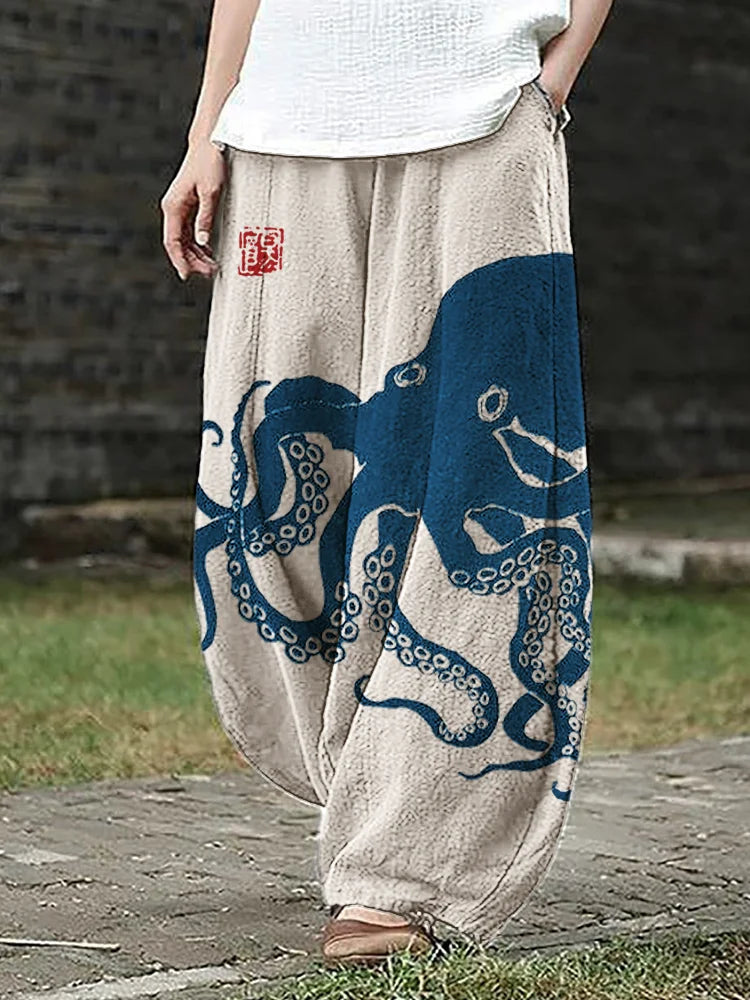 Tisha – Ocean Spirit Wide-Leg Trousers for Women