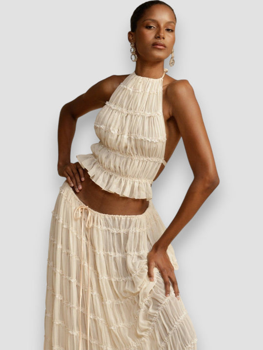 Mamie – Textured Two-Piece Maxi Set for Woman