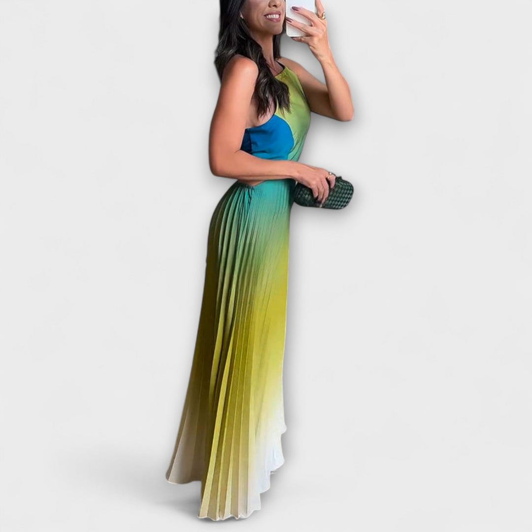 Havira – Backless Maxi Dress with Gradient and Pleats