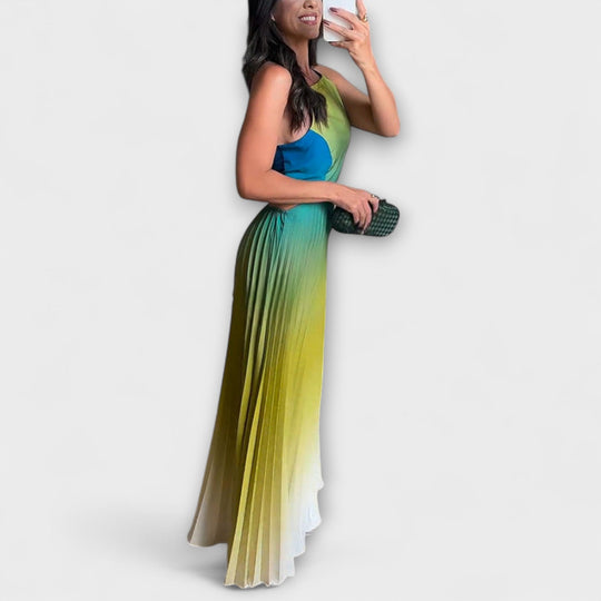 Havira – Backless Maxi Dress with Gradient and Pleats