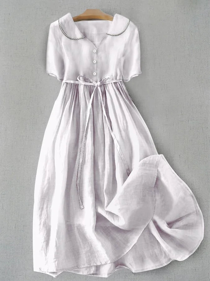 Everlee – Classic Linen Midi Dress for Women