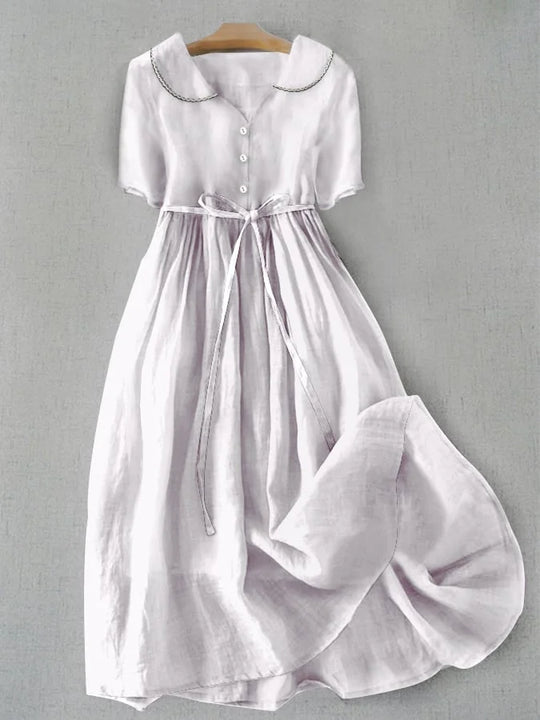 Everlee – Classic Linen Midi Dress for Women