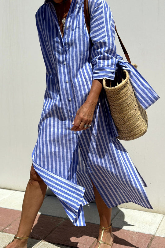 Rebecca – Striped Cotton Shirt Dress for Women