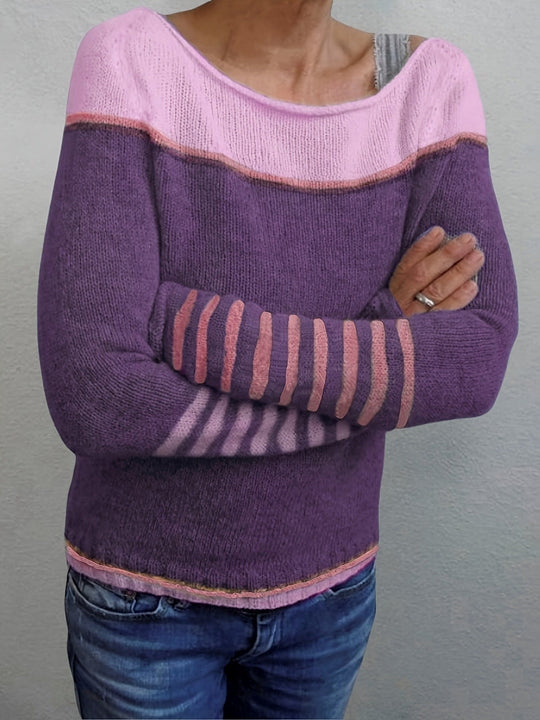 Celia – Off-Shoulder Striped Knit Sweater for Women