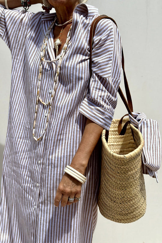 Rebecca – Striped Cotton Shirt Dress for Women
