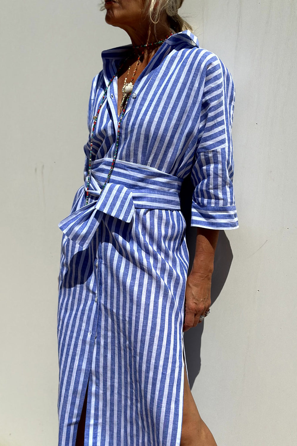Rebecca – Striped Cotton Shirt Dress for Women