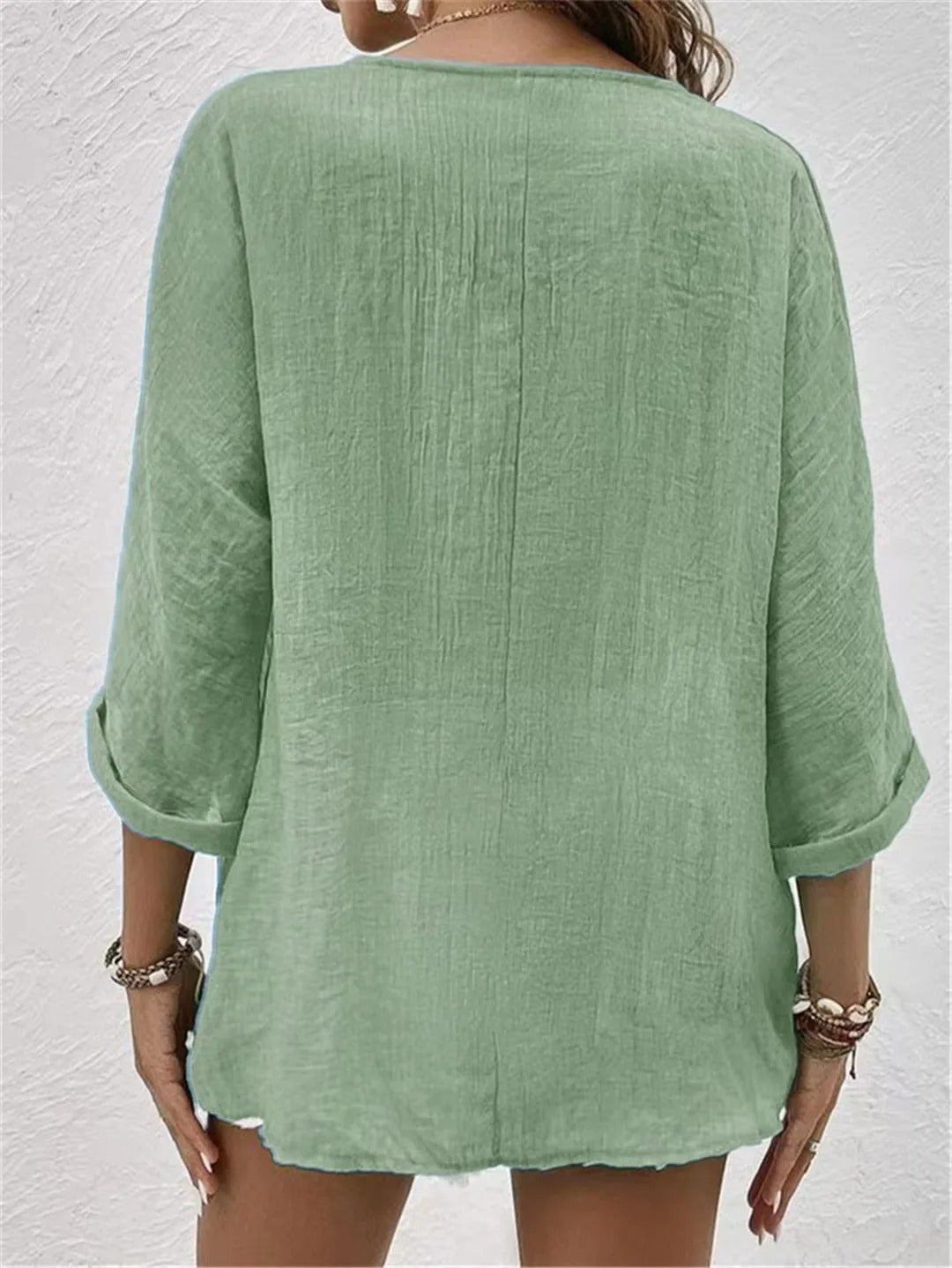 Idalis – Breezy Button-Up Linen Blouse for Women