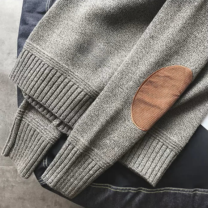 Gregory – Classic Elbow Patch Knit Sweater for Men
