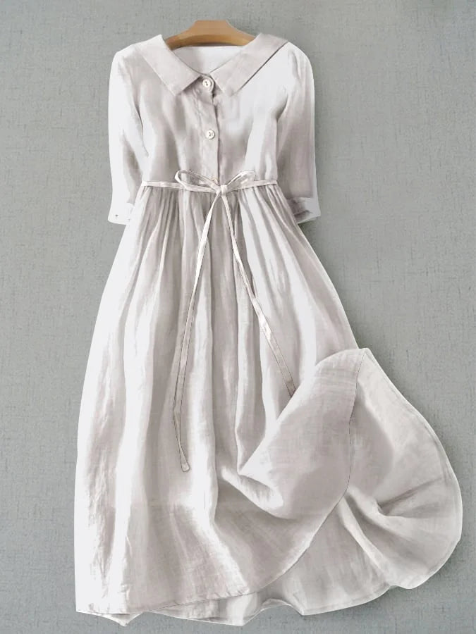 Adhara – Elegant Linen Midi Dress for Women