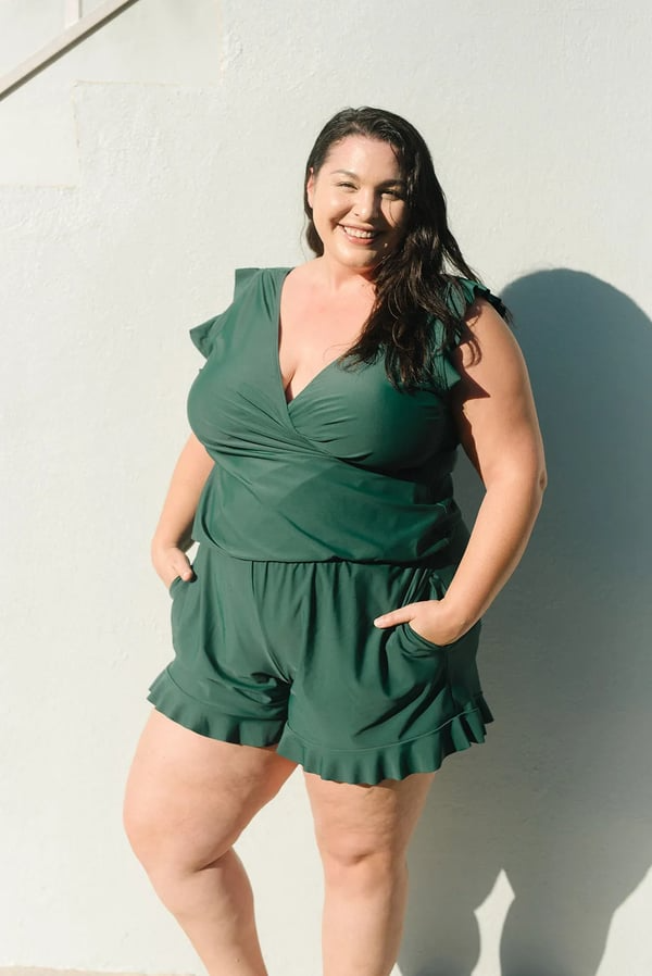 Lotta – Floral Wrap Ruffle Swim Romper